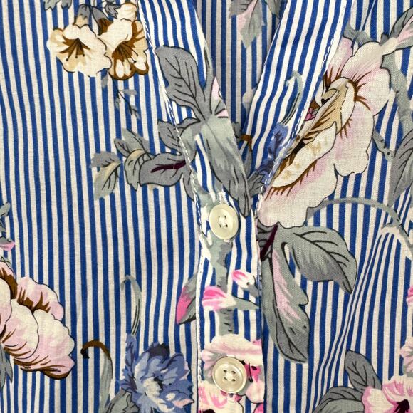 Talbots Women Blouse Top Size 2X 100% Cotton Floral Lightweight Classic Blue - Picture 4 of 8